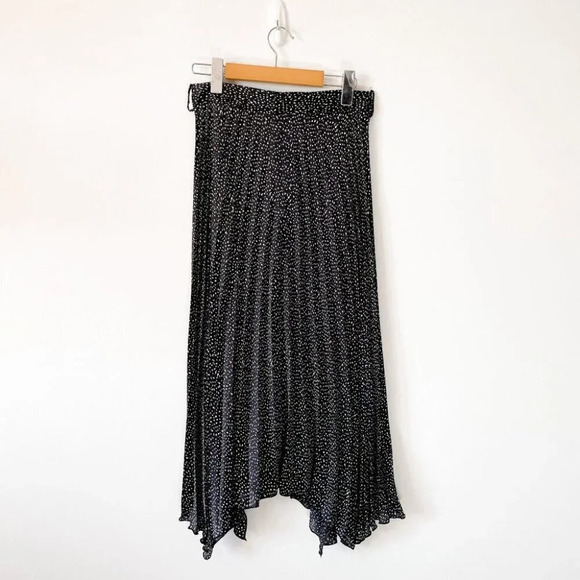 Zara Black White Pleated Satin Effect Polka Dot Print Midi Skirt Bloggers Fav S - Picture 8 of 11